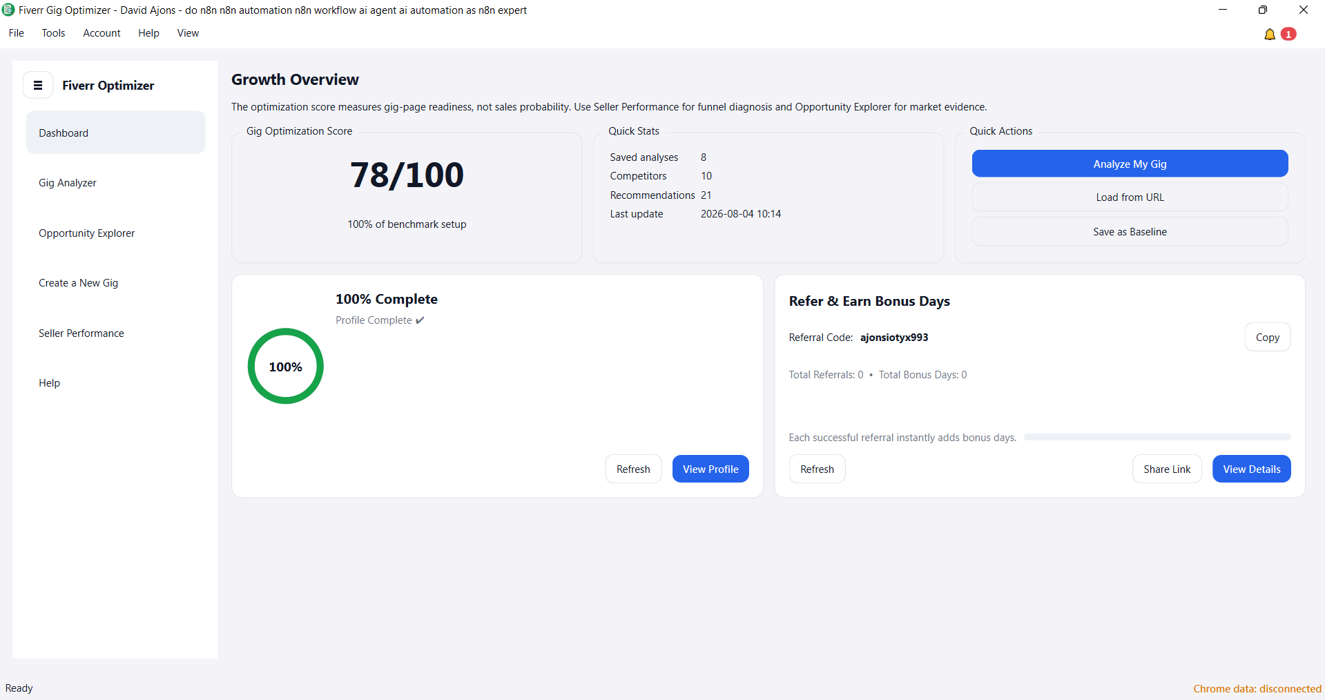 Fiverr Optimizer screenshot